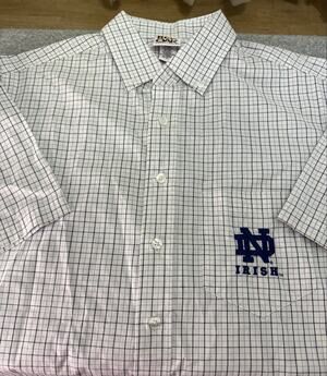 Vintage Red Oak Notre Dame Fighting Irish Short Sleeve Shirt Men M 44 Chest